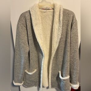 Cozy Gray and Cream Open Cardigan